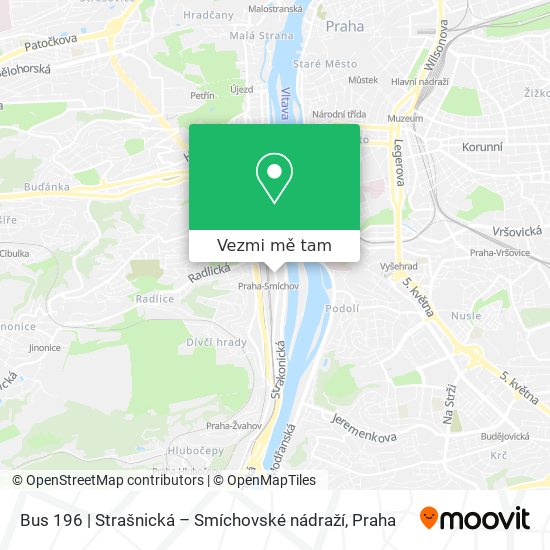 Bus 196 | Strašnická – Smíchovské nádraží mapa