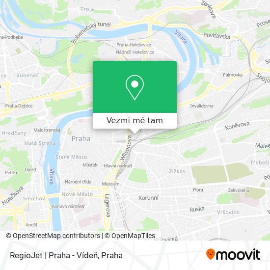 RegioJet | Praha - Vídeň mapa