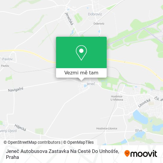 Jeneč Autobusova Zastavka Na Cestě Do Unhošťe mapa