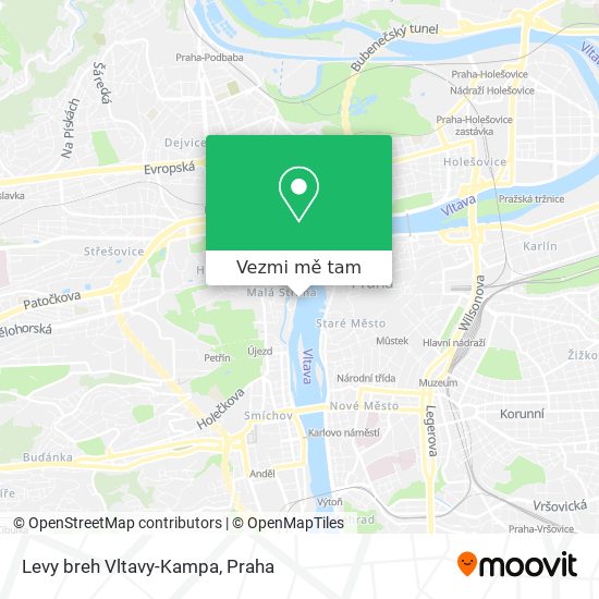 Levy breh Vltavy-Kampa mapa