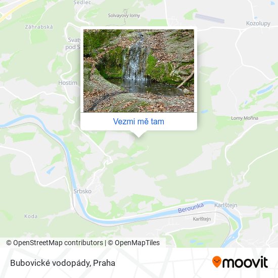 Bubovické vodopády mapa