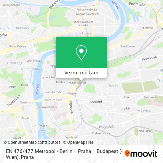 EN 476 / 477 Metropol • Berlin – Praha – Budapest (- Wien) mapa