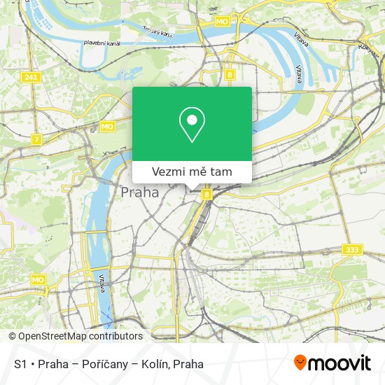 S1 • Praha – Poříčany – Kolín mapa