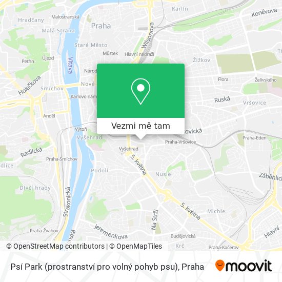 Psí Park (prostranství pro volný pohyb psu) mapa