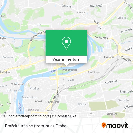 Pražská tržnice (tram, bus) mapa