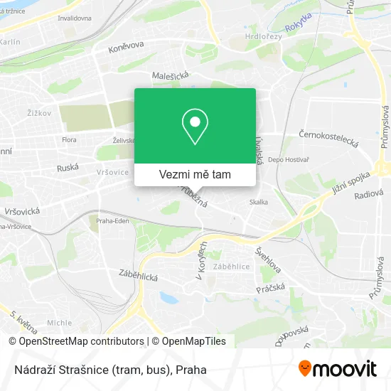 Nádraží Strašnice (tram, bus) mapa