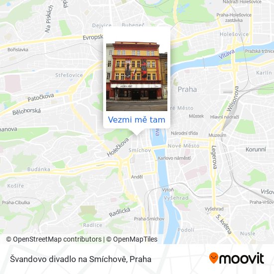 Švandovo divadlo na Smíchově mapa