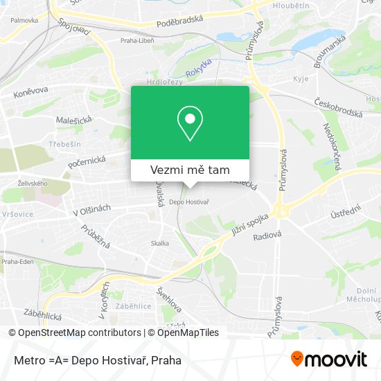 Metro =A= Depo Hostivař mapa