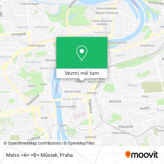 Metro =A= =B= Můstek mapa