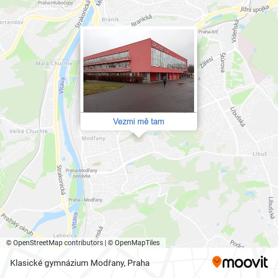 Klasické gymnázium Modřany mapa