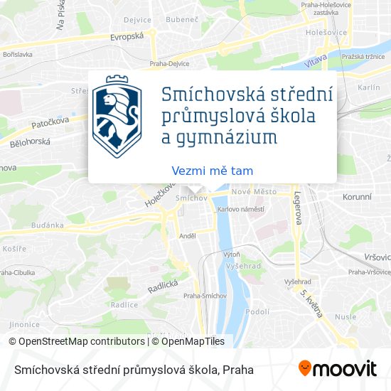 Smíchovská střední průmyslová škola mapa