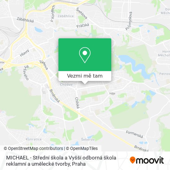 MICHAEL - Střední škola a Vyšší odborná škola reklamní a umělecké tvorby mapa