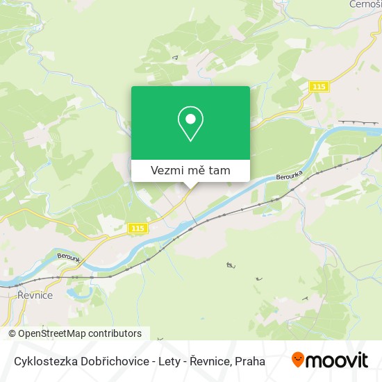 Cyklostezka Dobřichovice - Lety - Řevnice mapa