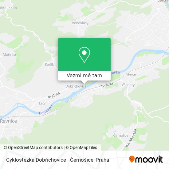 Cyklostezka Dobřichovice - Černošice mapa