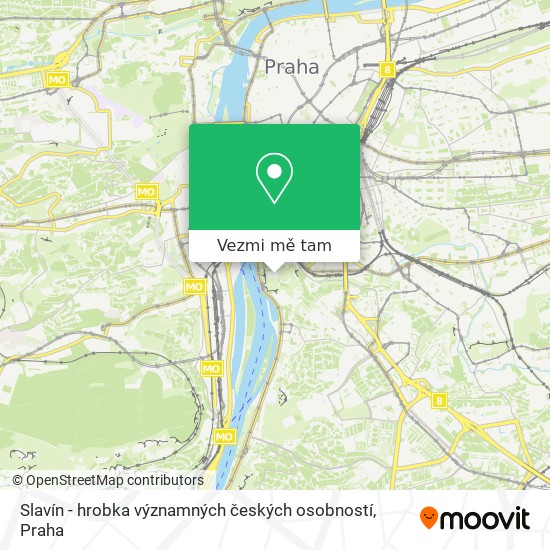 Slavín - hrobka významných českých osobností mapa