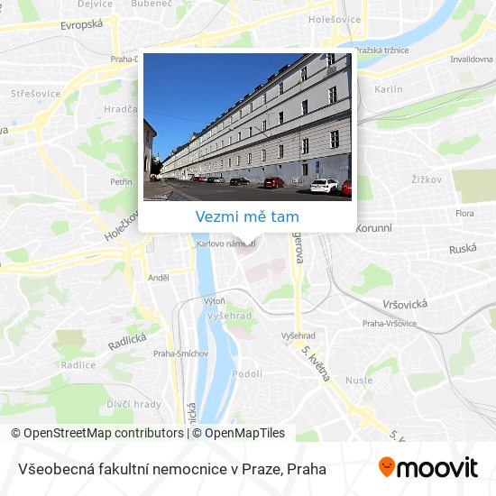 Všeobecná fakultní nemocnice v Praze mapa
