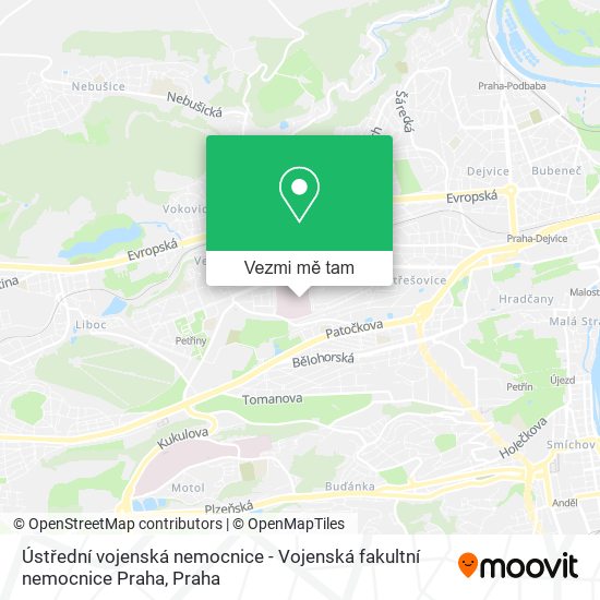 Ústřední vojenská nemocnice - Vojenská fakultní nemocnice Praha mapa