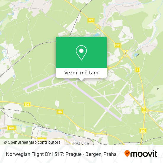 Norwegian Flight DY1517: Prague - Bergen mapa