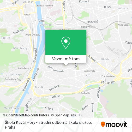 Škola Kavčí Hory - střední odborná škola služeb mapa