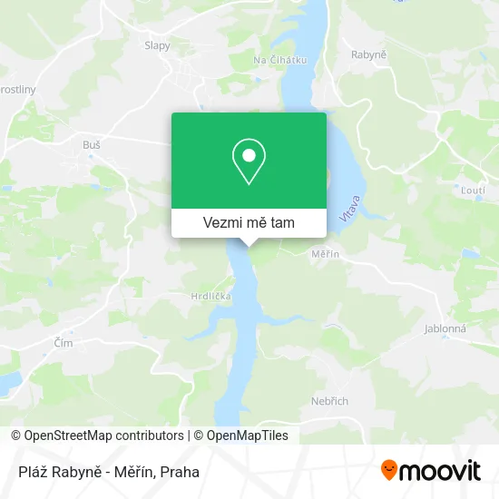 Pláž Rabyně - Měřín mapa