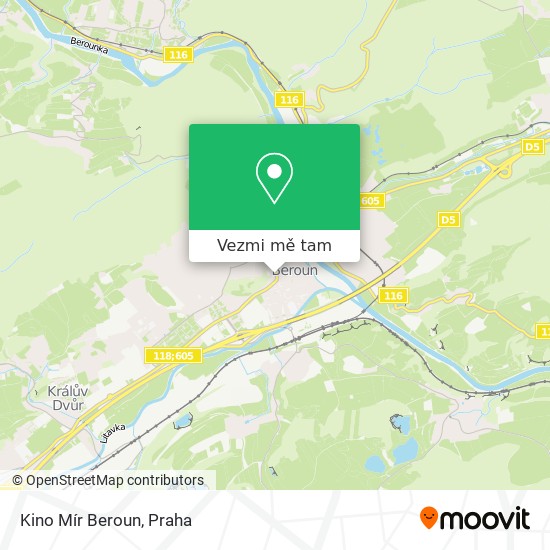 Kino Mír Beroun mapa