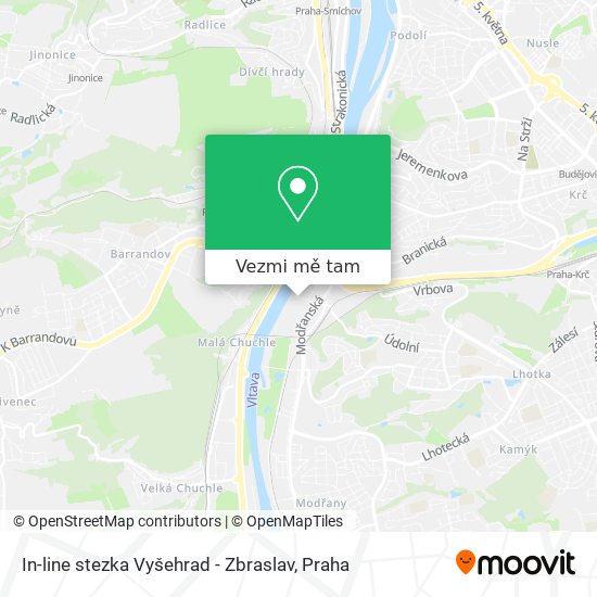 In-line stezka Vyšehrad - Zbraslav mapa
