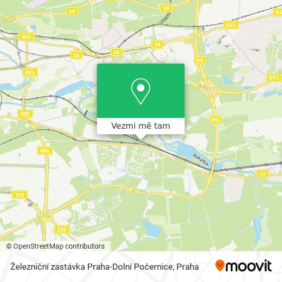 Železniční zastávka Praha-Dolní Počernice mapa