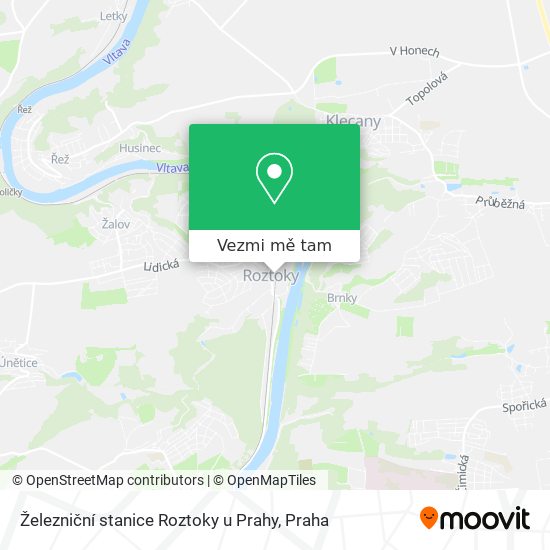 Železniční stanice Roztoky u Prahy mapa