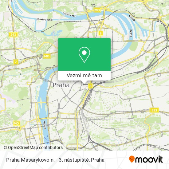 Praha Masarykovo n. - 3. nástupiště mapa