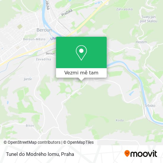 Tunel do Modrého lomu mapa