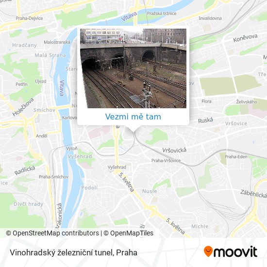 Vinohradský železniční tunel mapa