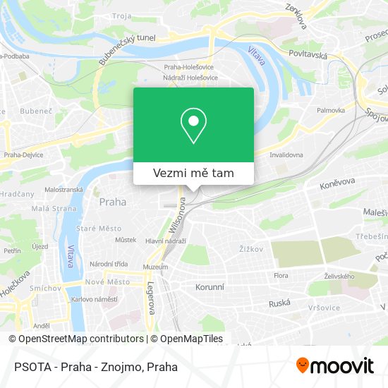PSOTA - Praha - Znojmo mapa
