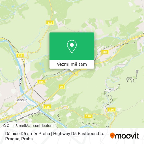 Dálnice D5 směr Praha | Highway D5 Eastbound to Prague mapa