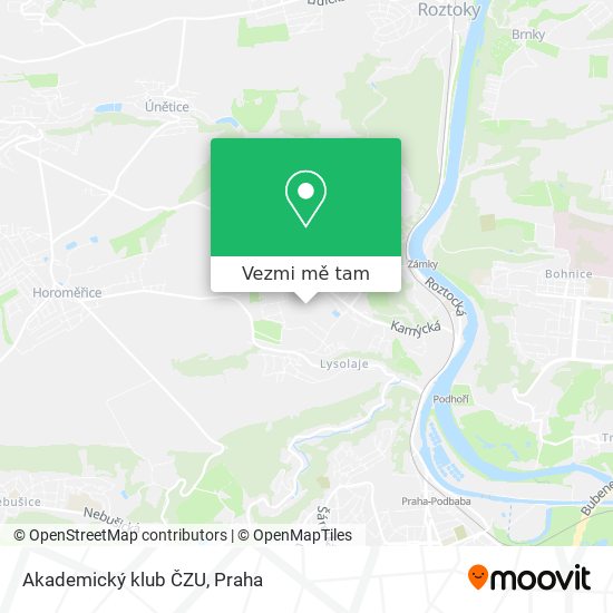 Akademický klub ČZU mapa