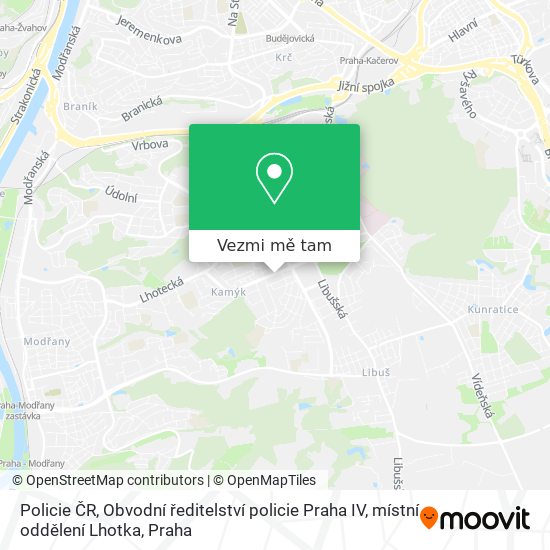 Policie ČR, Obvodní ředitelství policie Praha IV, místní oddělení Lhotka mapa