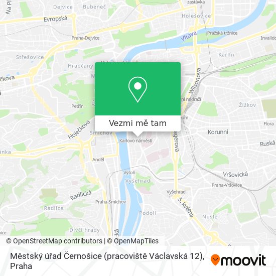 Městský úřad Černošice (pracoviště Václavská 12) mapa