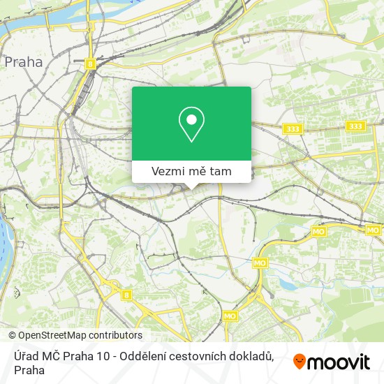 Úřad MČ Praha 10 - Oddělení cestovních dokladů mapa
