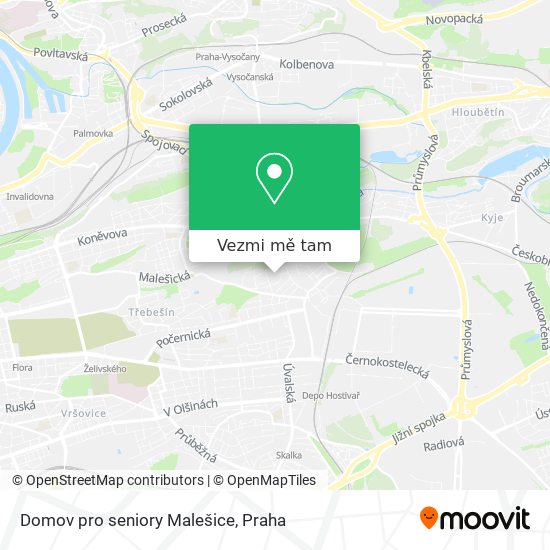 Domov pro seniory Malešice mapa