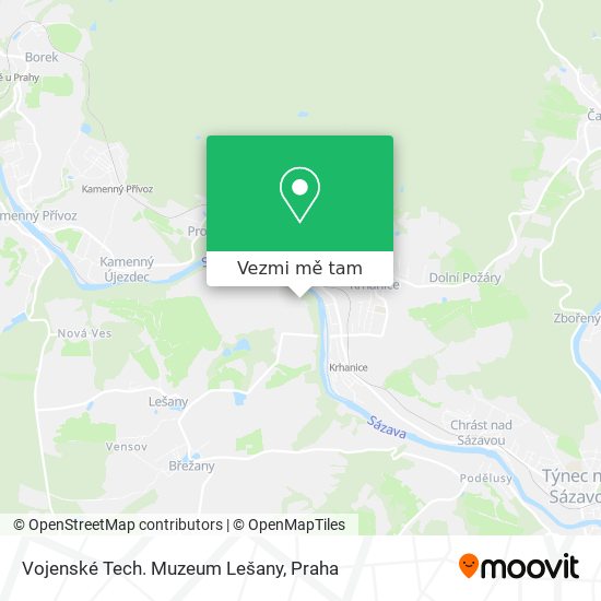 Vojenské Tech. Muzeum Lešany mapa