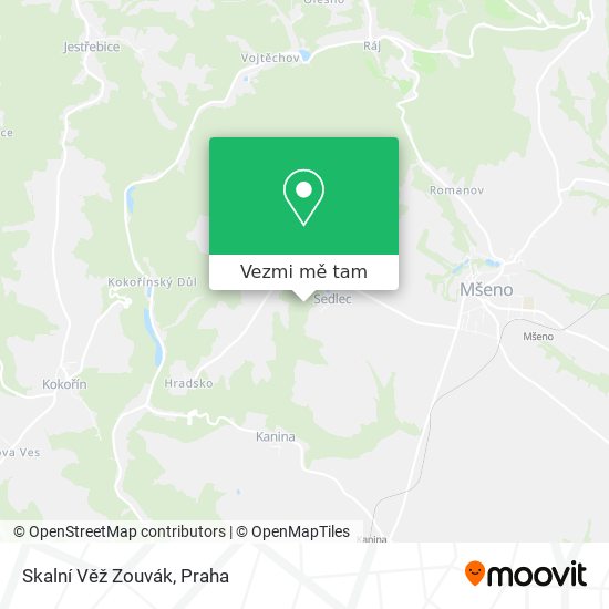 Skalní Věž Zouvák mapa