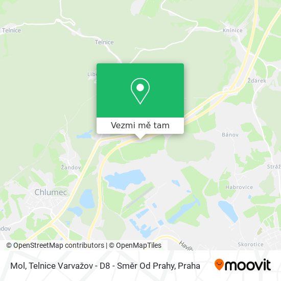 Mol, Telnice Varvažov - D8 - Směr Od Prahy mapa