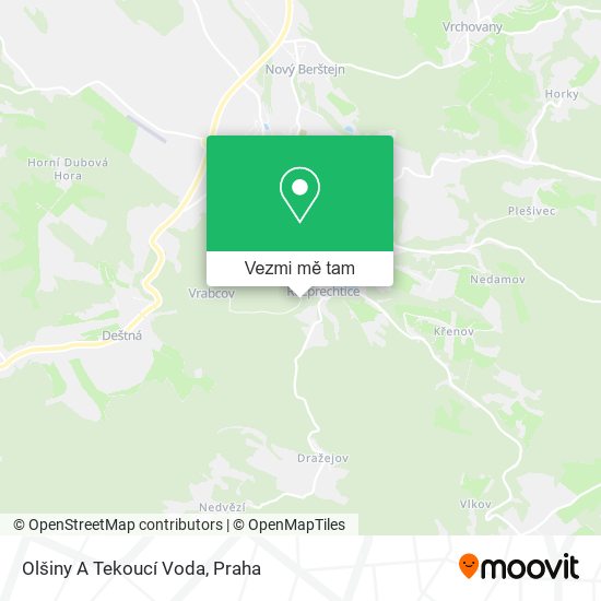 Olšiny A Tekoucí Voda mapa