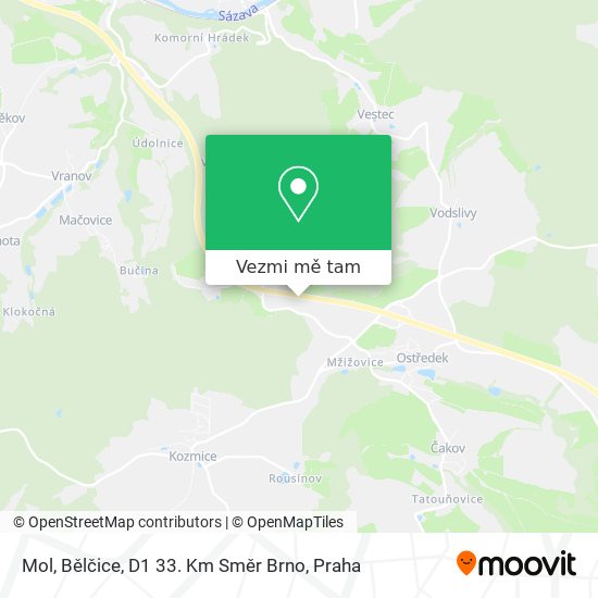 Mol, Bělčice, D1 33. Km Směr Brno mapa