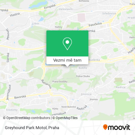 Greyhound Park Motol mapa