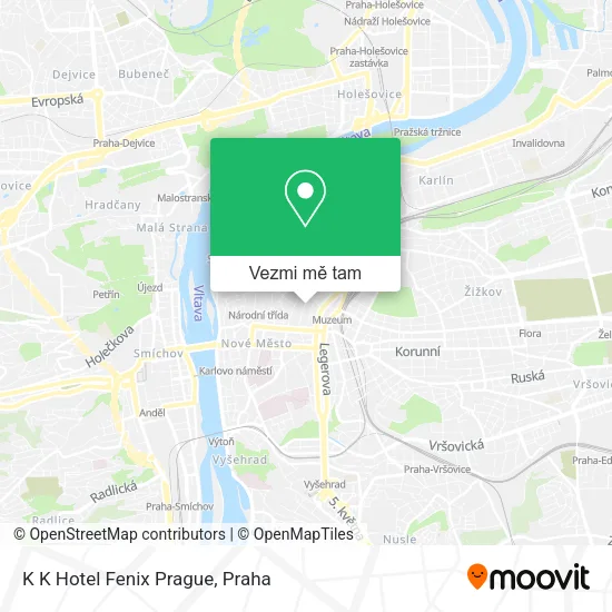 K K Hotel Fenix Prague mapa