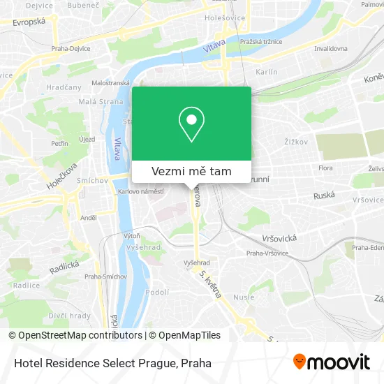 Hotel Residence Select Prague mapa