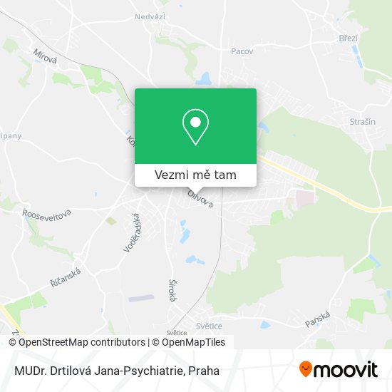 MUDr. Drtilová Jana-Psychiatrie mapa