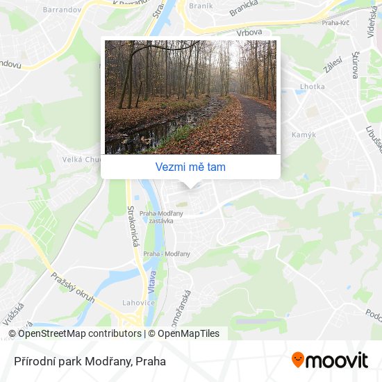 Přírodní park Modřany mapa