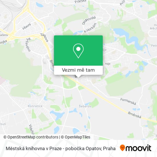 Městská knihovna v Praze - pobočka Opatov mapa