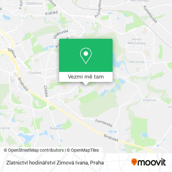 Zlatnictví hodinářství Zimová Ivana mapa